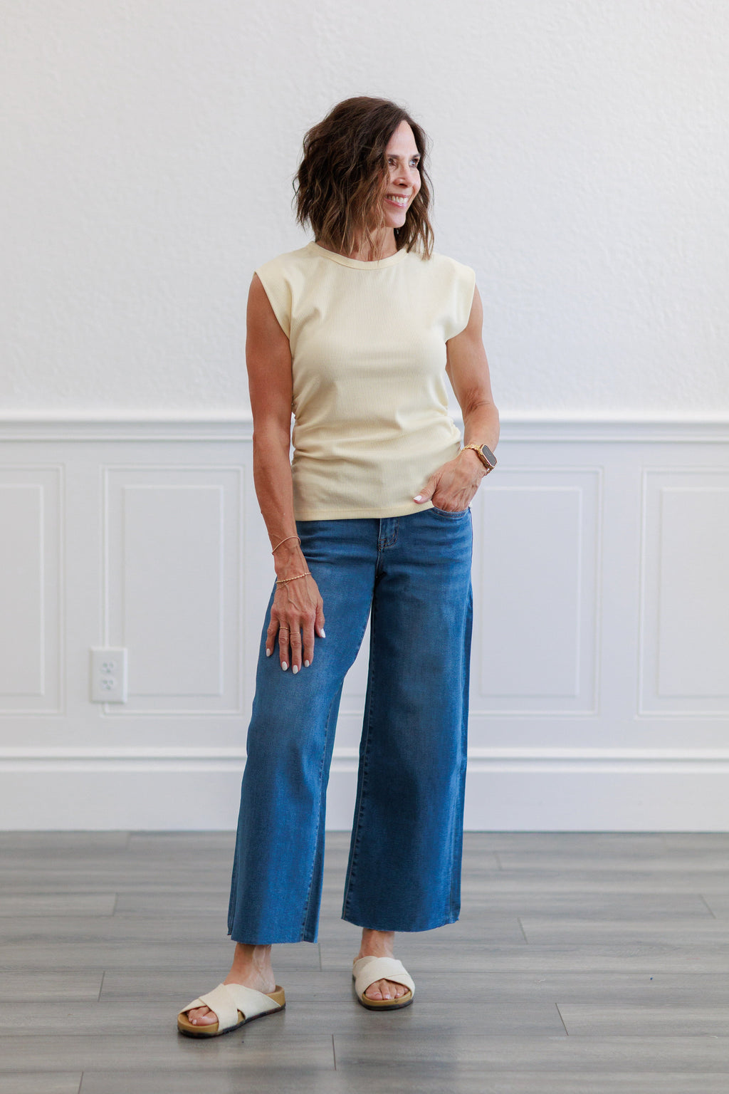 Terry Rib Side Ruched Tank