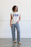 Barrel Jean Twist in Navy Gingham
