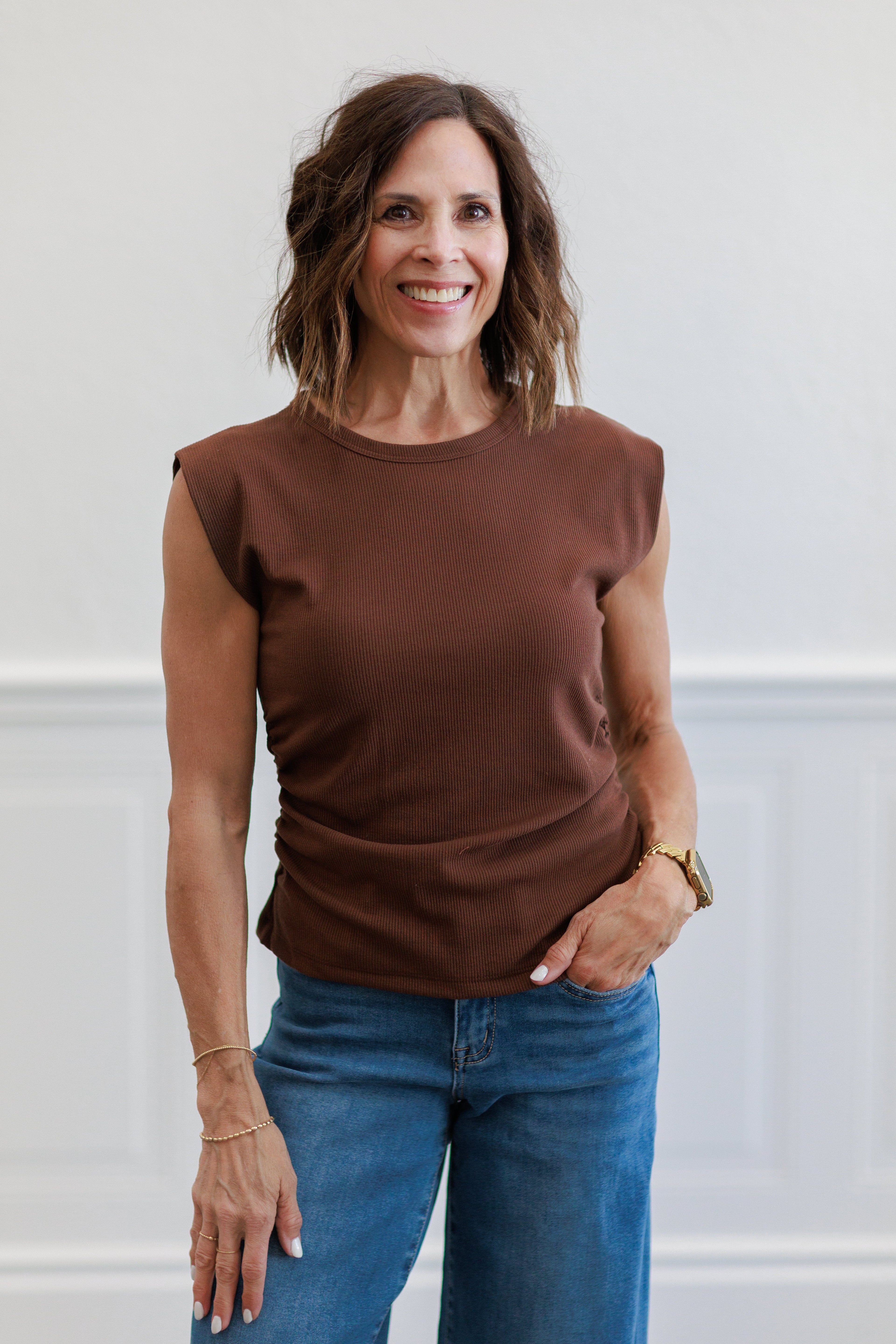 Terry Rib Side Ruched Tank