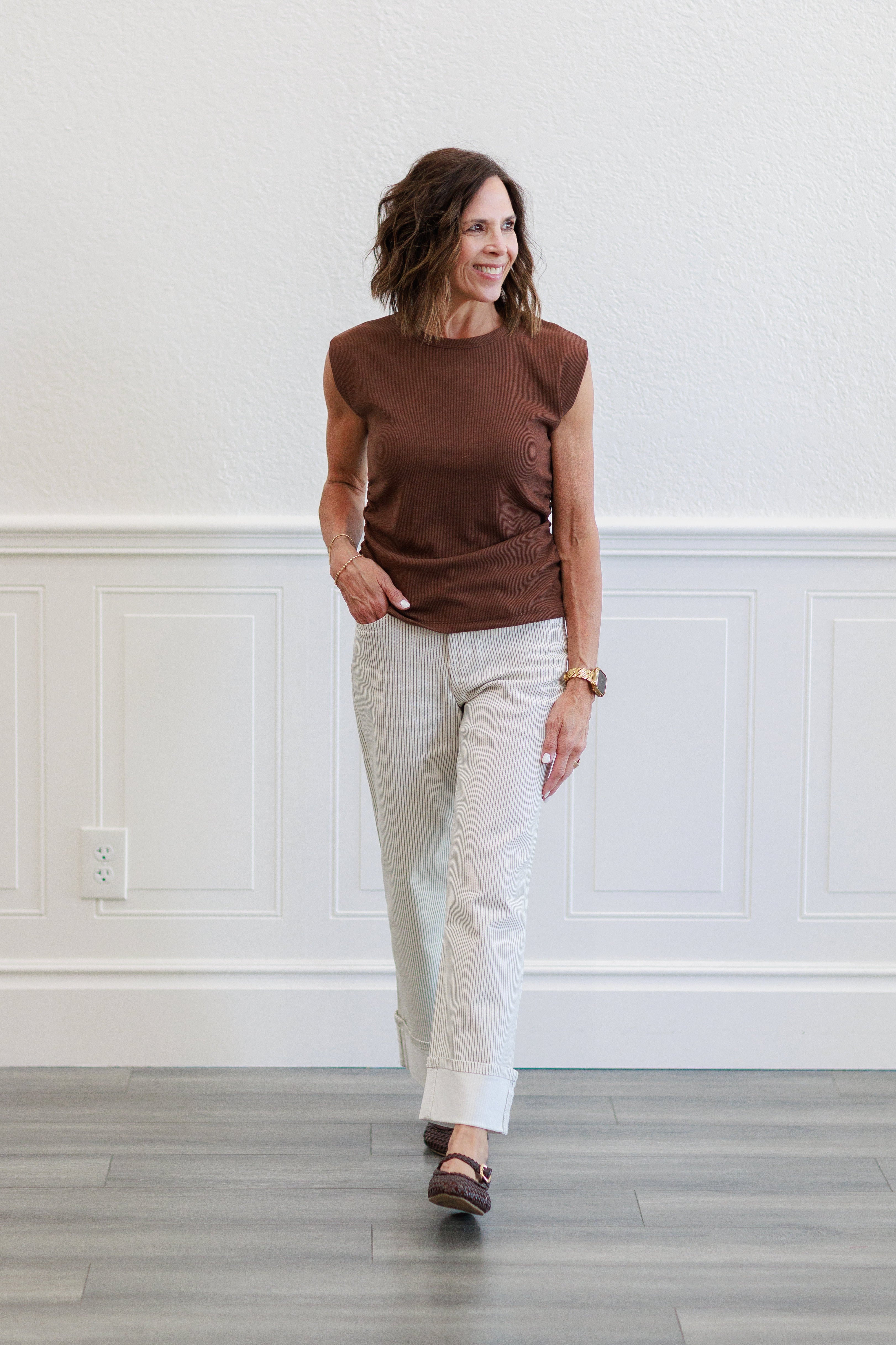 Terry Rib Side Ruched Tank