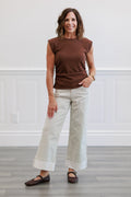 Pinstripe Wide Leg Cuffed Pants
