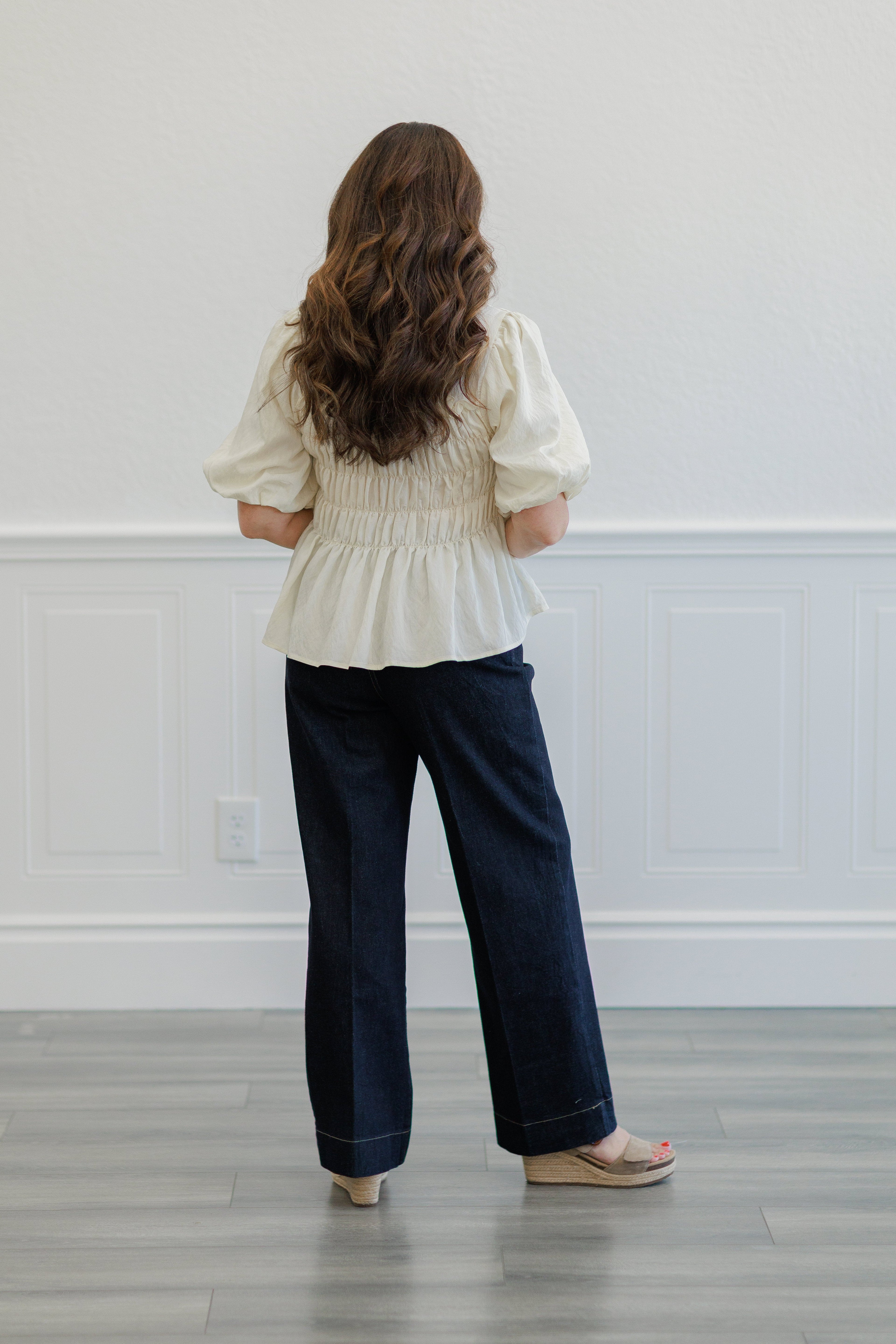 Puff Sleeve Smocked Bodice Top