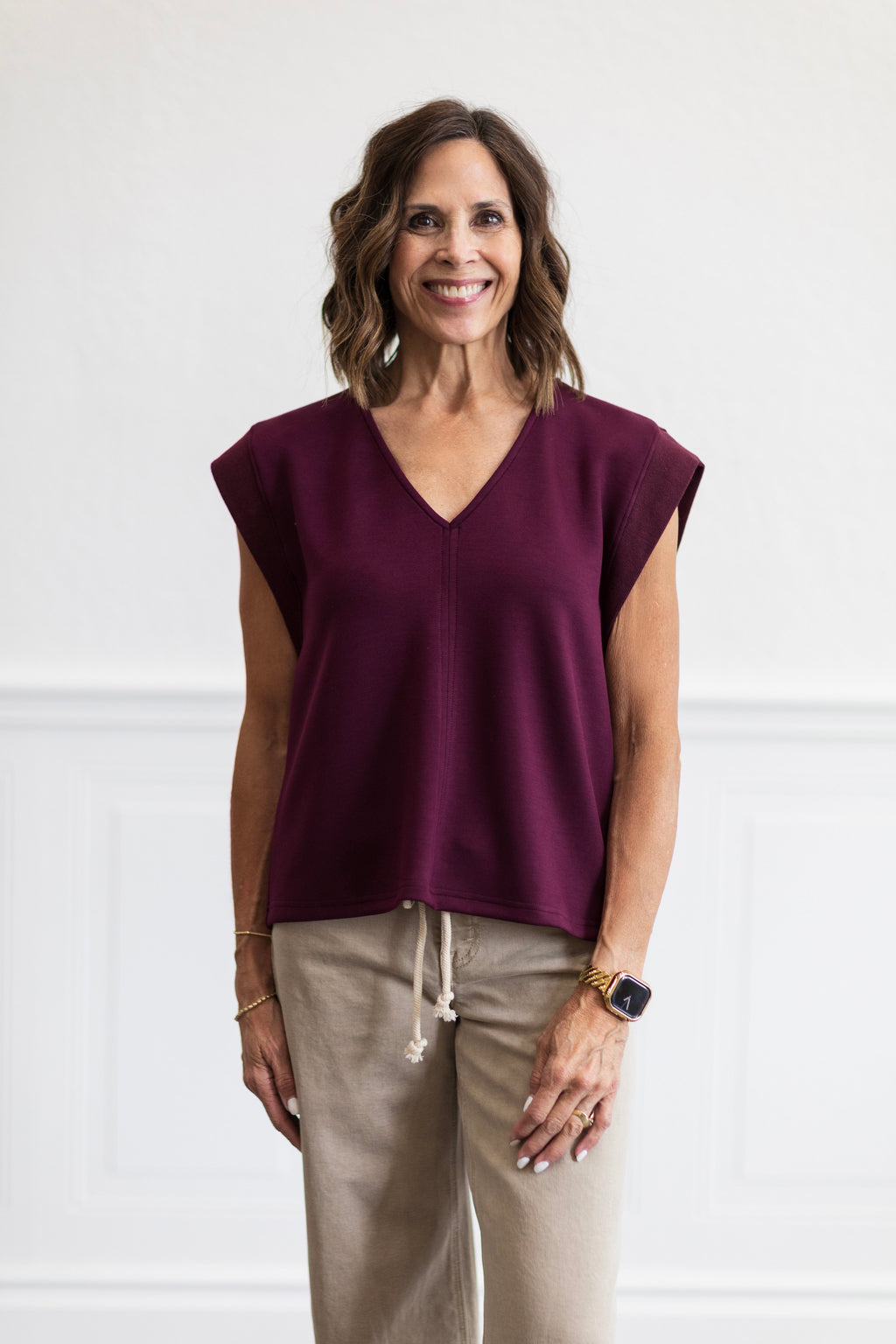 Solid Cap Sleeve Top