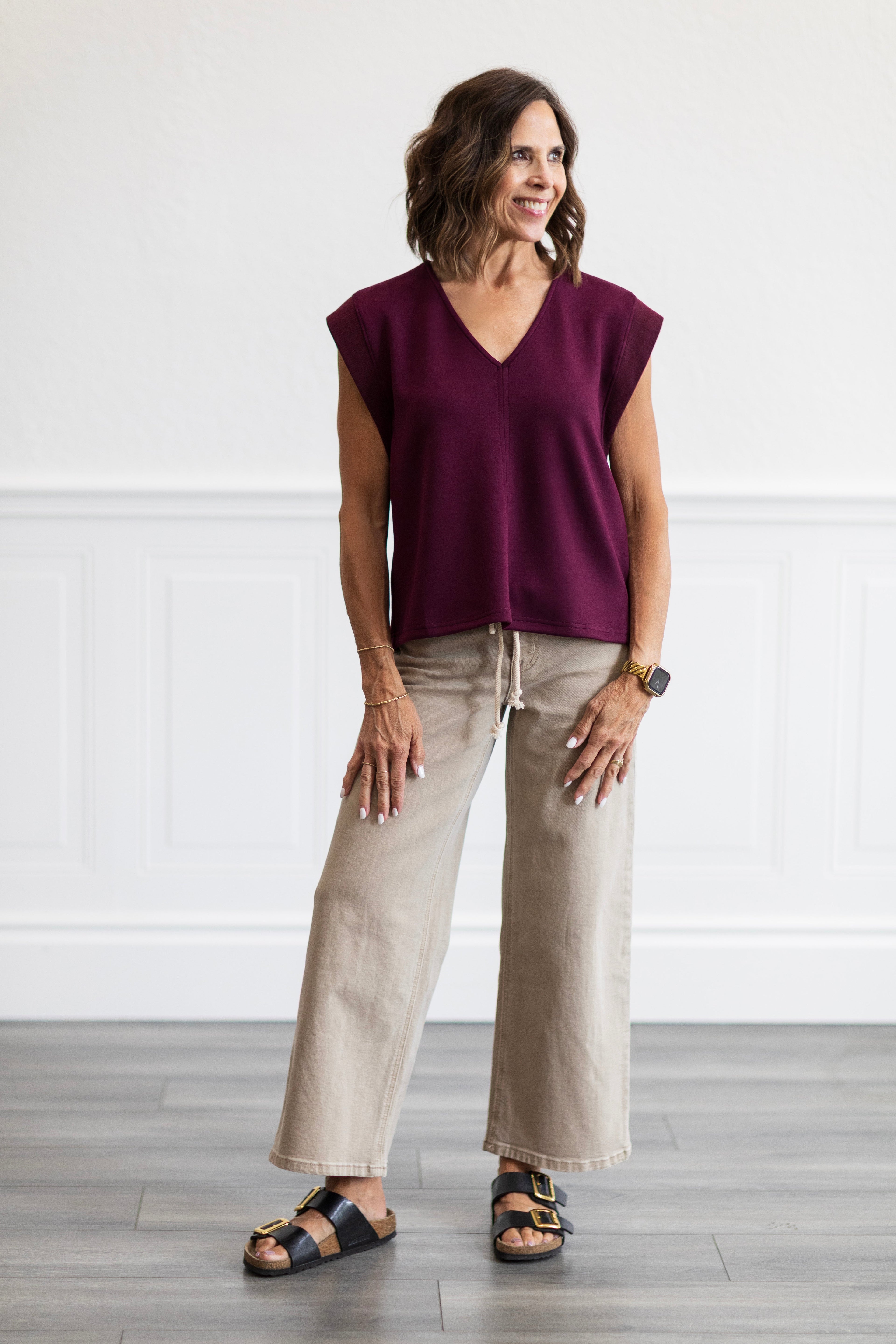 Solid Cap Sleeve Top