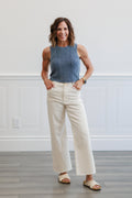 Meg High Rise Wide Leg in Ecru
