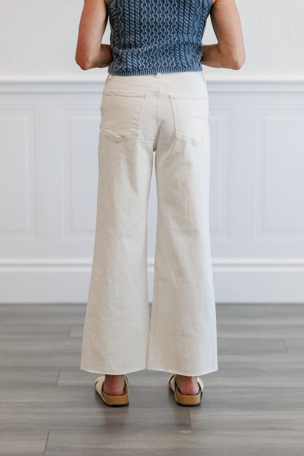 Meg High Rise Wide Leg in Ecru
