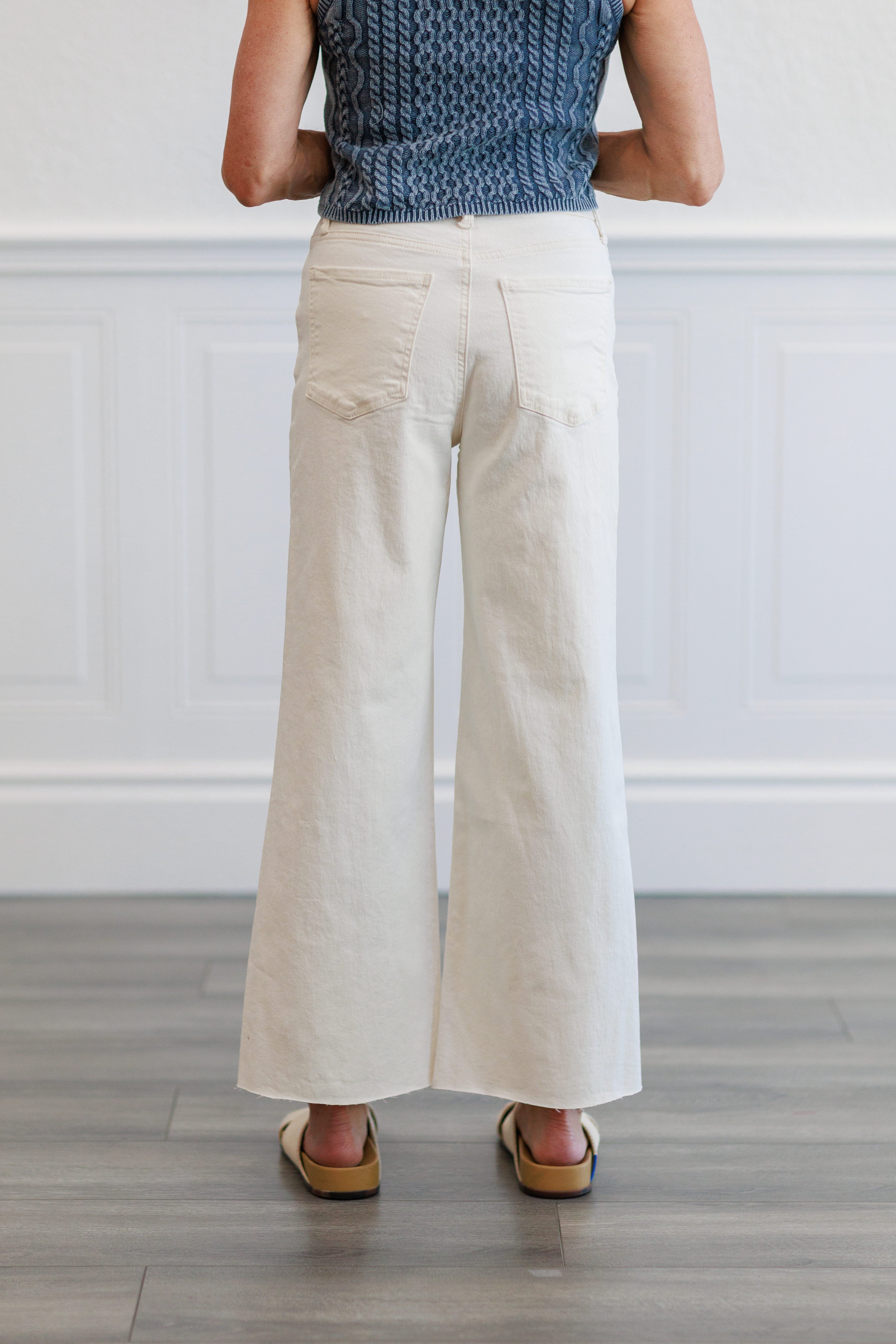 Meg High Rise Wide Leg in Ecru