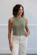 Cable Knit Crop Sweater Tank