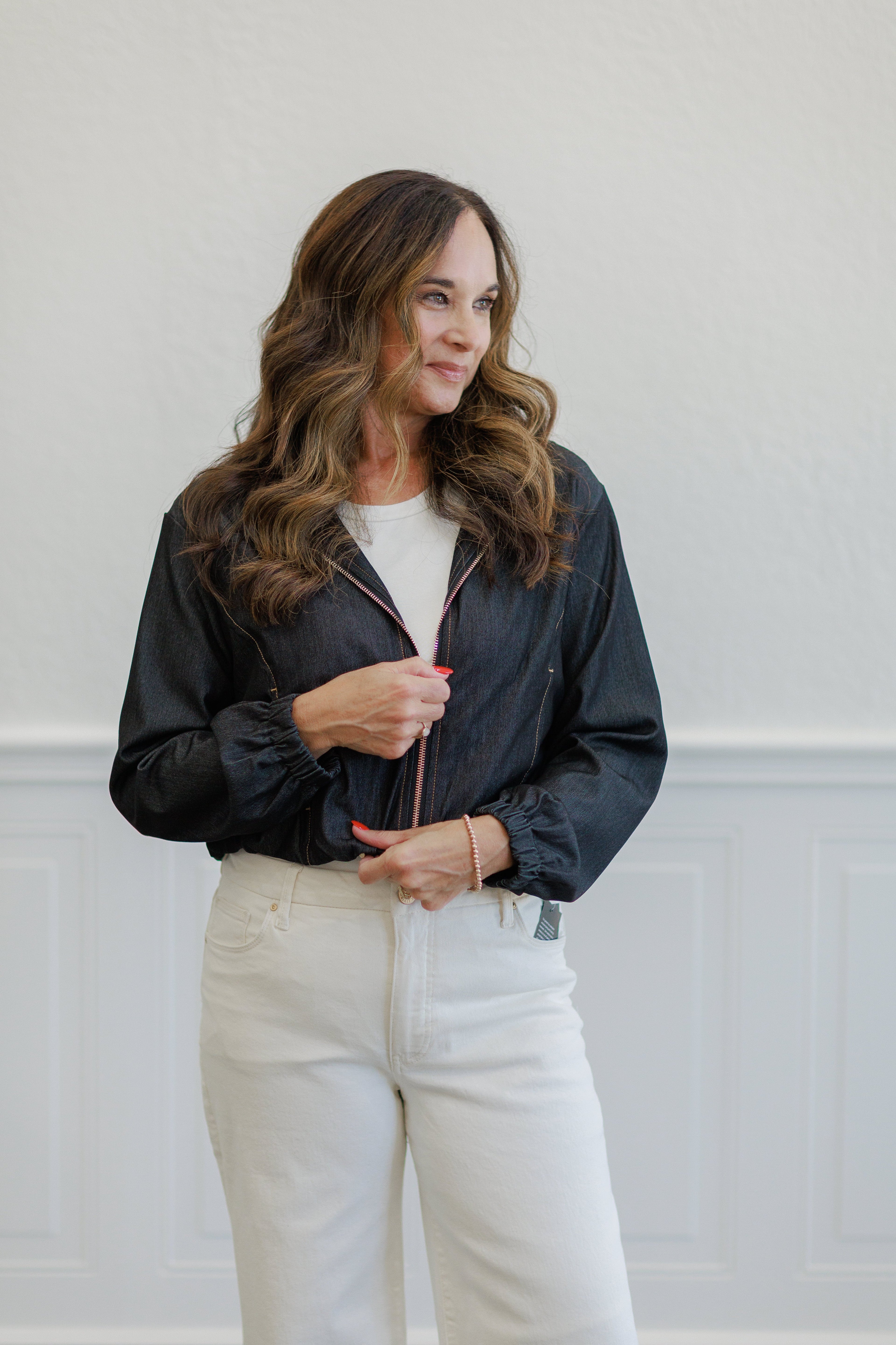 Black Zip Front Hooded Jacket