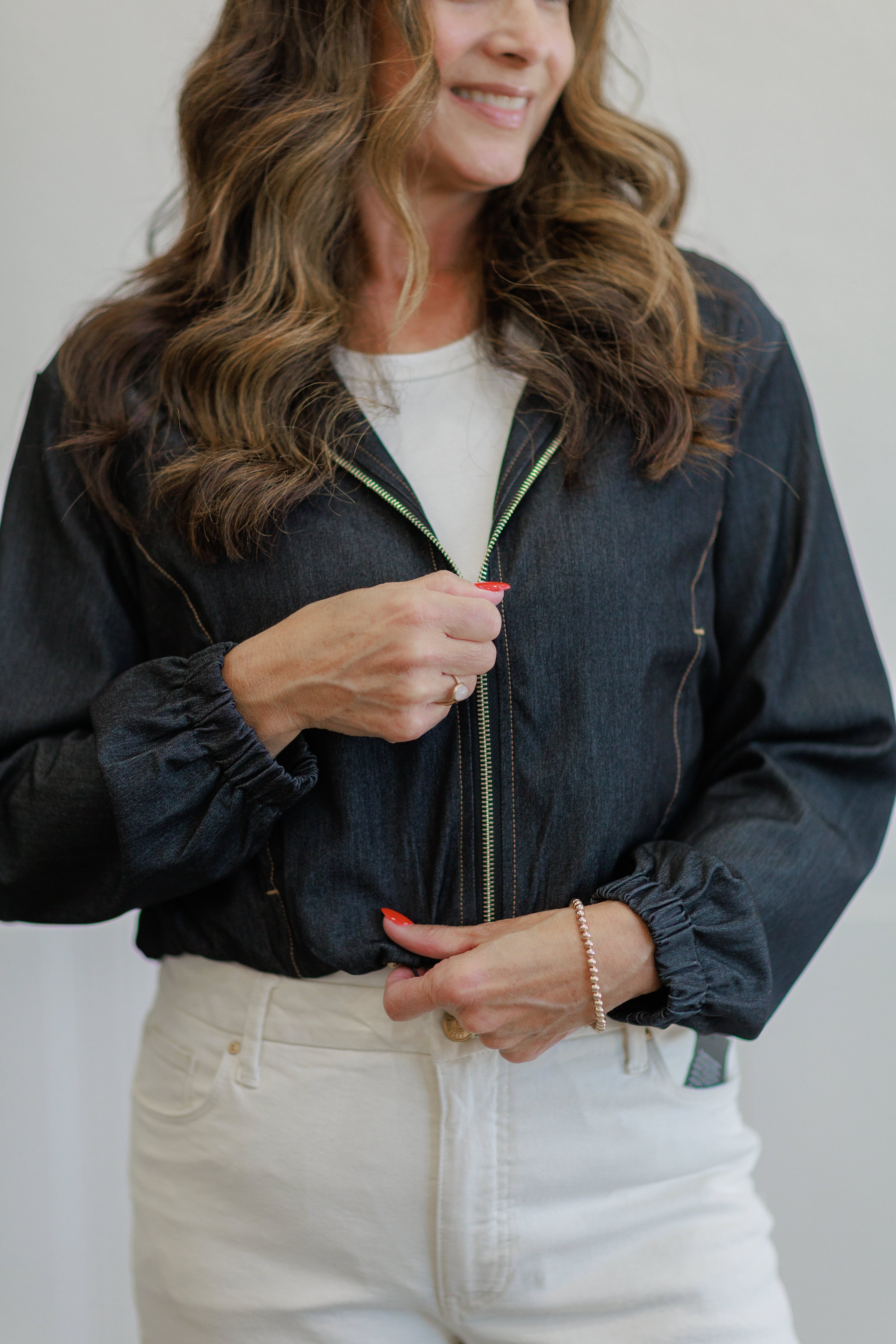 Black Zip Front Hooded Jacket