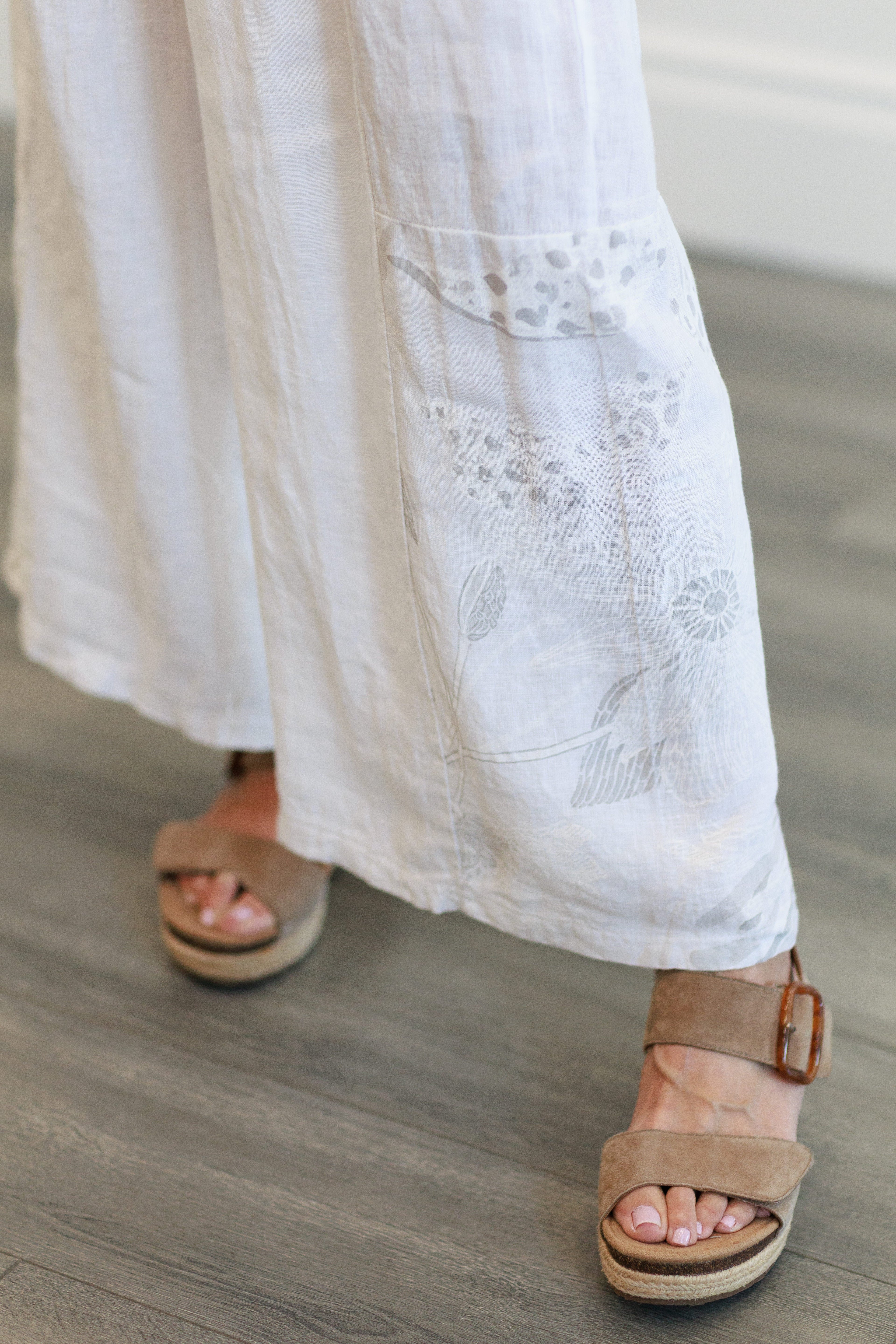 White Wide Leg Linen Pant in White