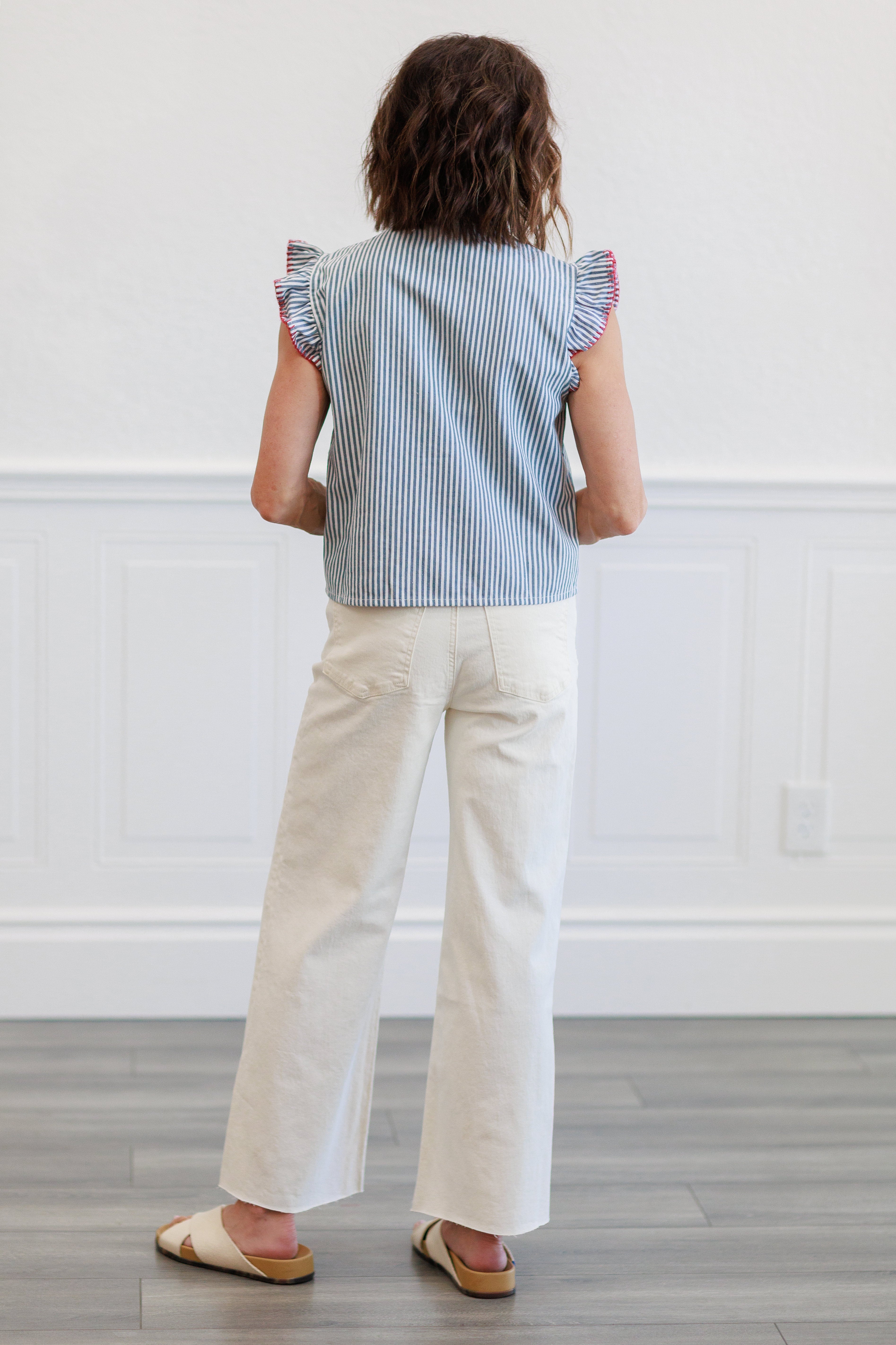 Meg High Rise Wide Leg in Ecru