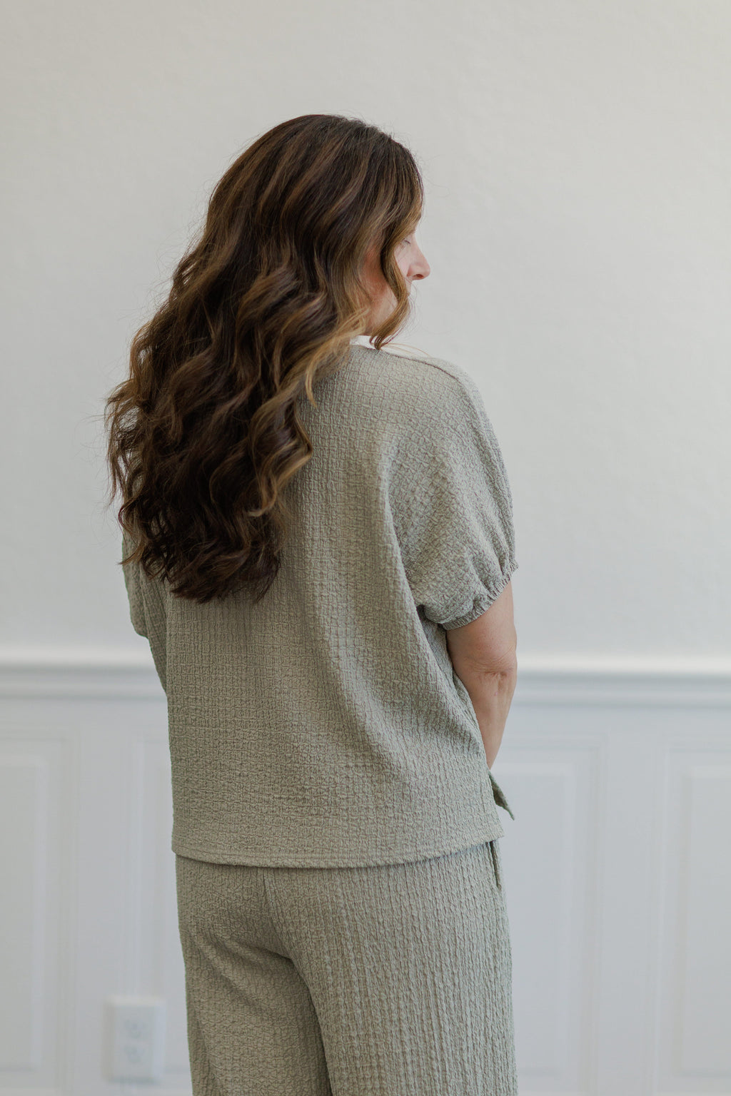 Textured Puff Sleeve Boxy Top