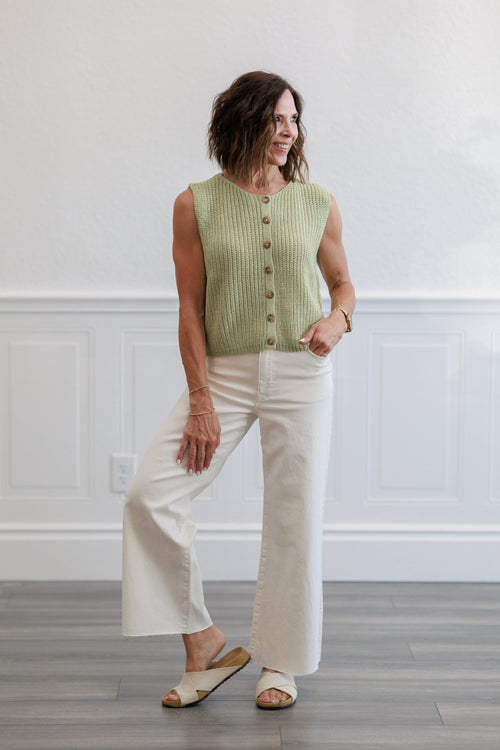 Button Front Knit Sweater Vest