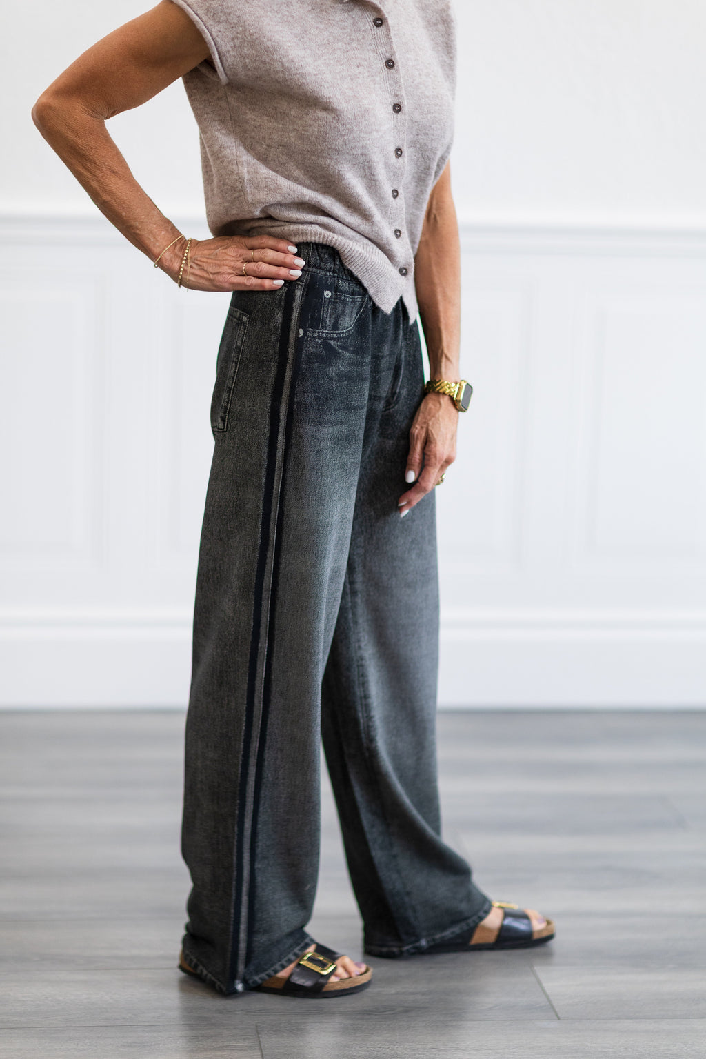 Elan: Jojo Denim Track Sweatpants