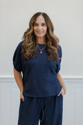 Textured Puff Sleeve Boxy Top