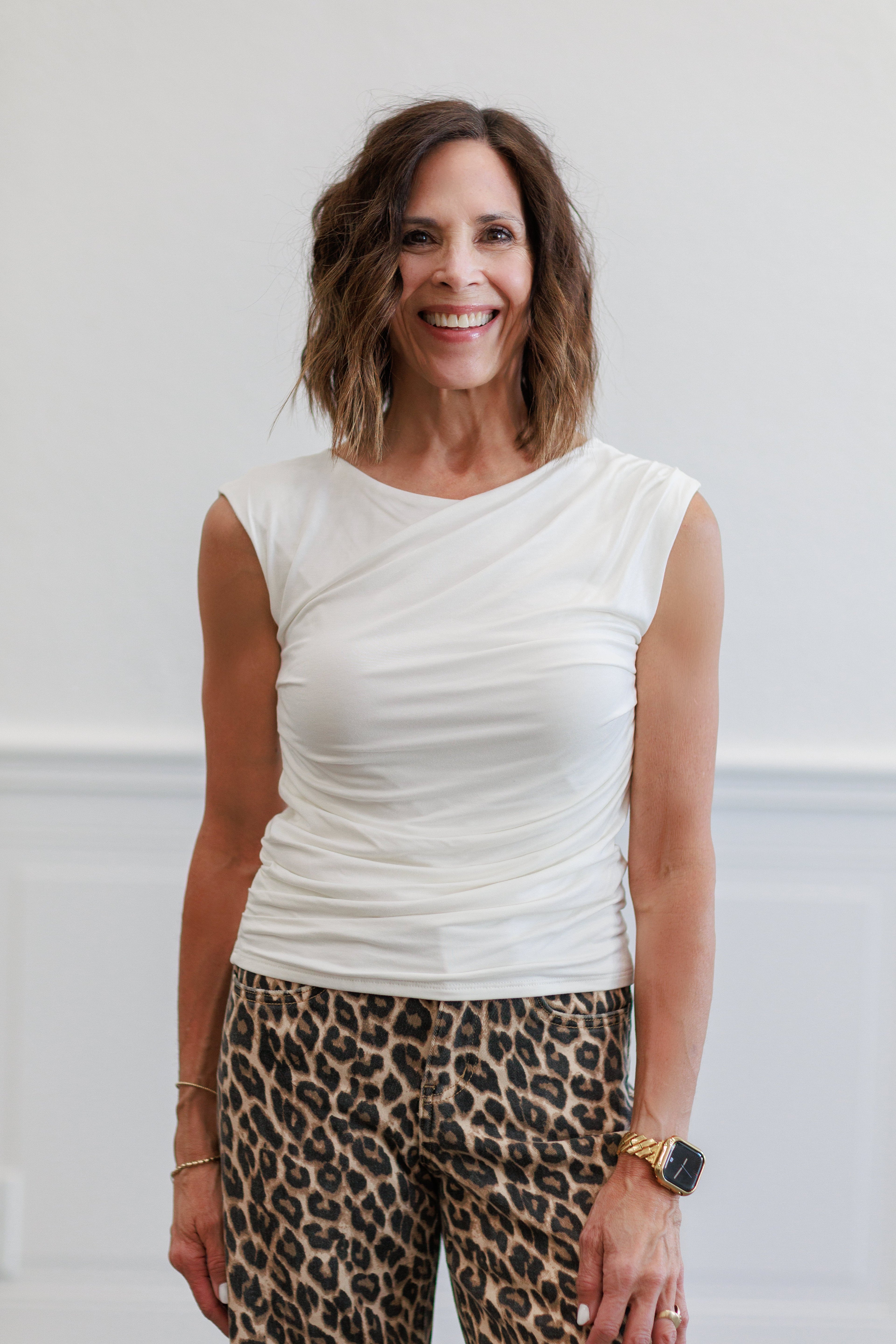 Flowing Neck Sleeveless Top | Natural