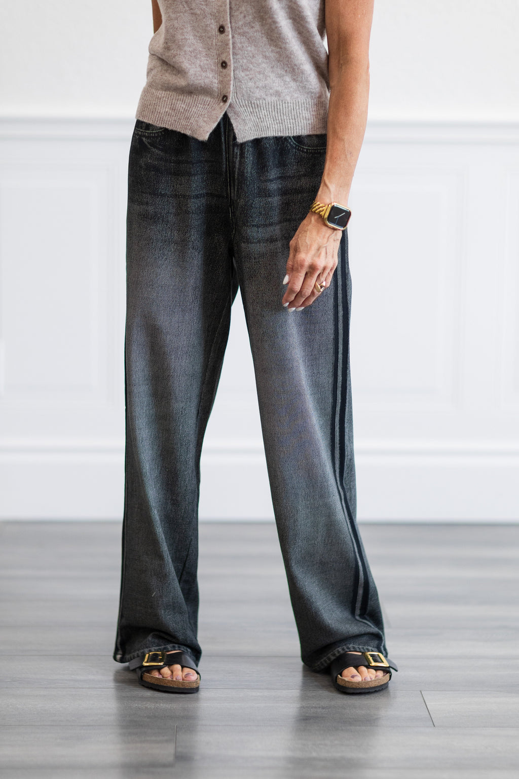Elan: Jojo Denim Track Sweatpants