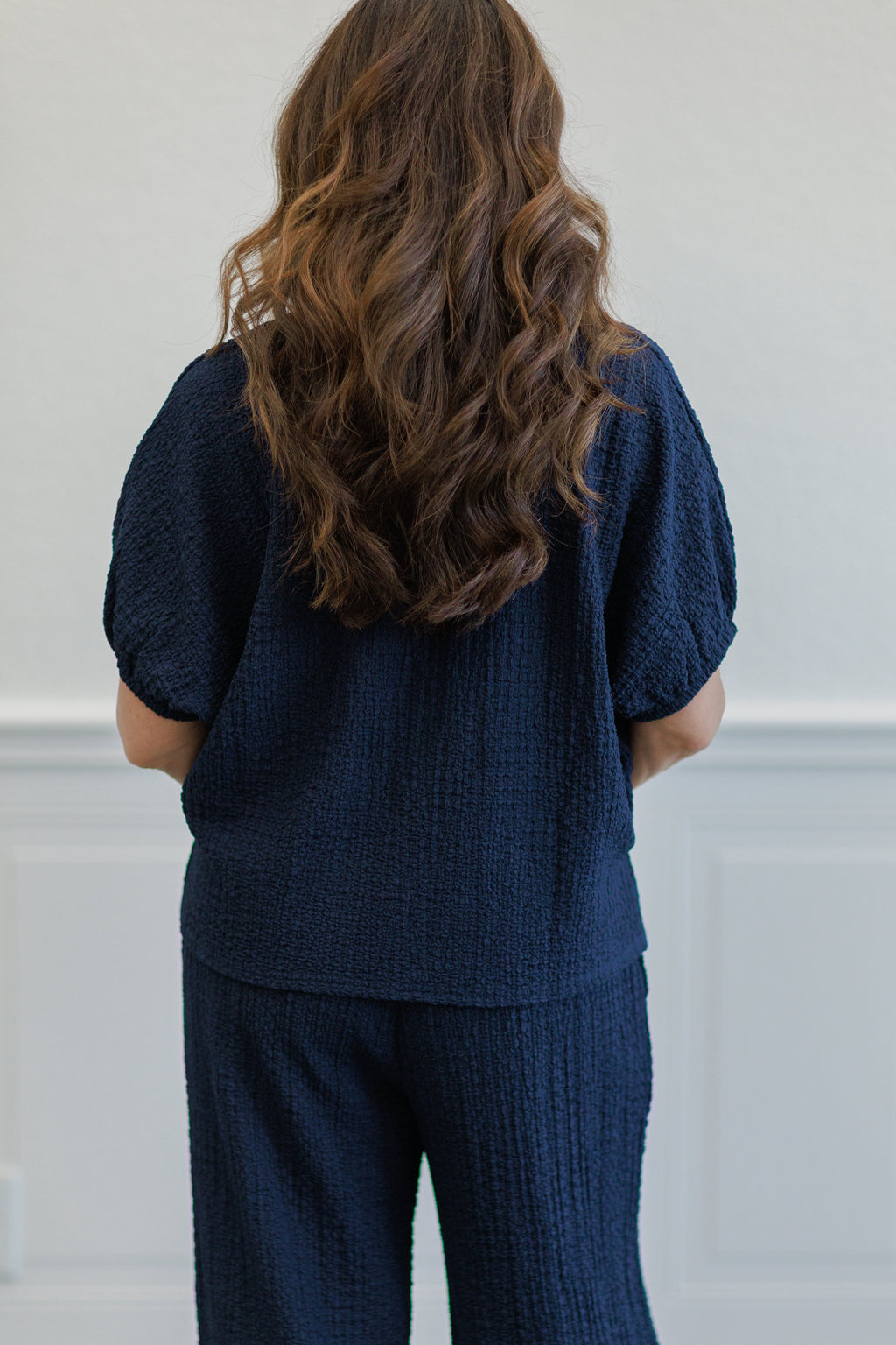 Textured Puff Sleeve Boxy Top