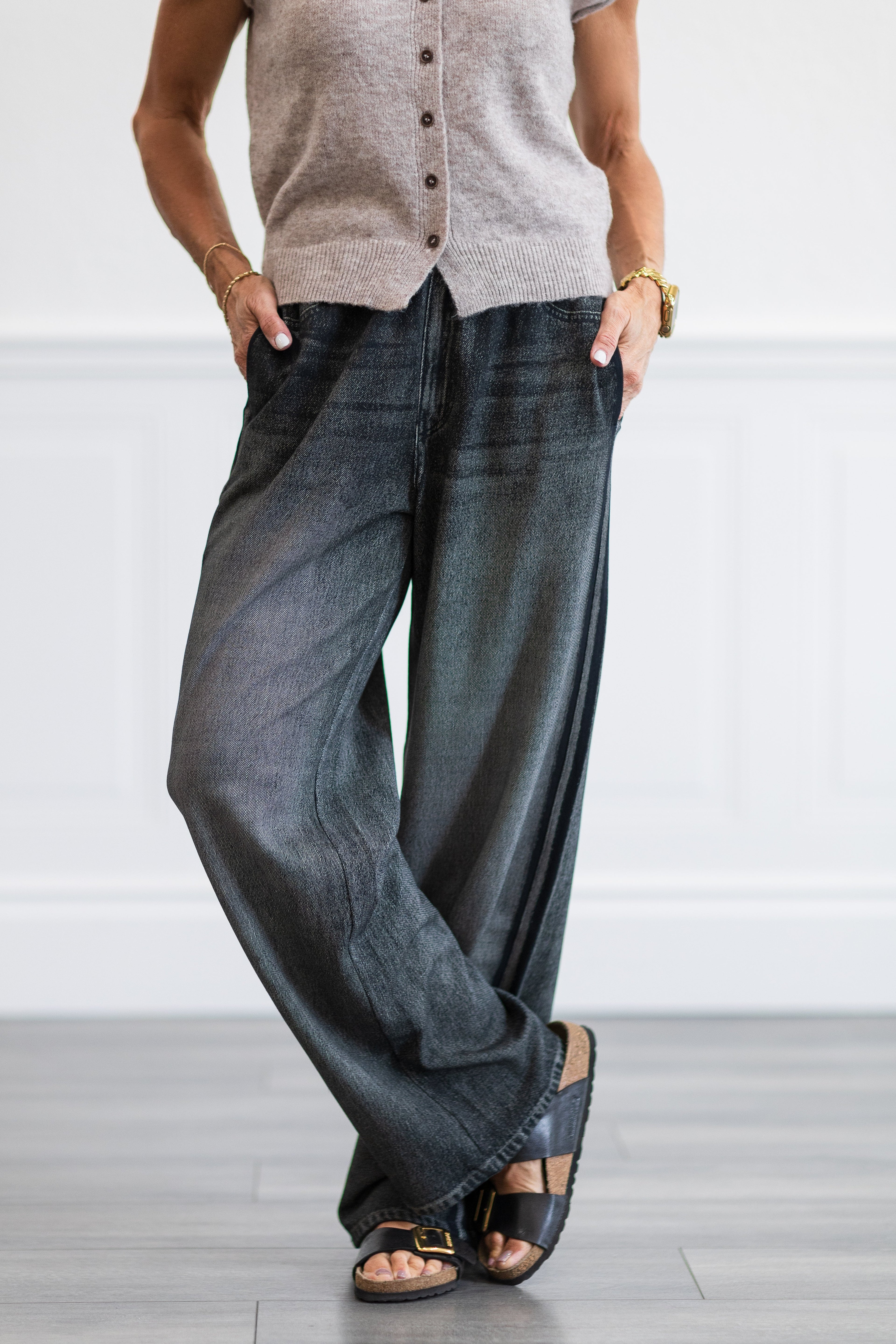 Elan: Jojo Denim Track Sweatpants