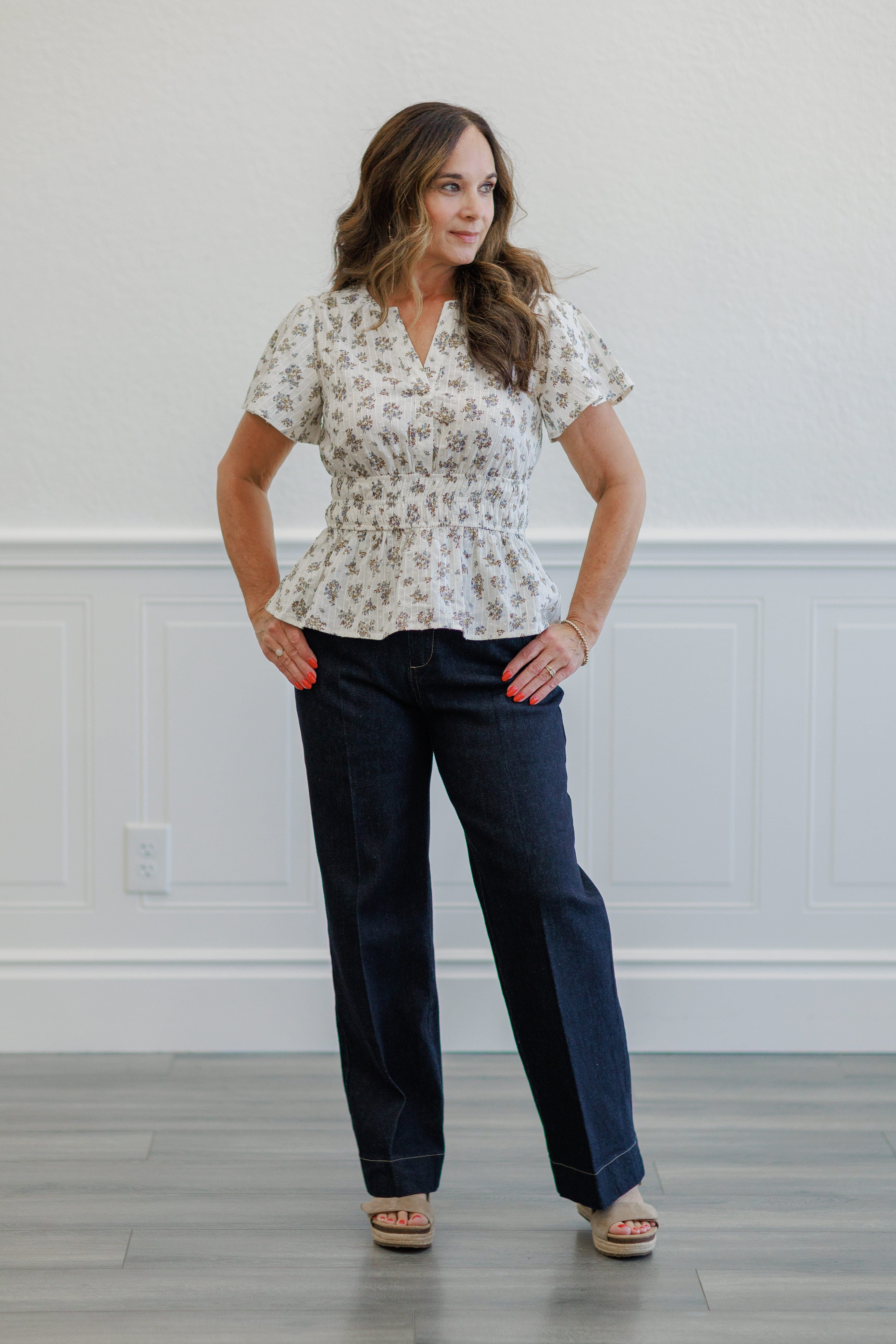 Dark Wash High Rise Wide Leg Trouser Jeans