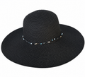 Sun Hat with Bead Accent in Black
