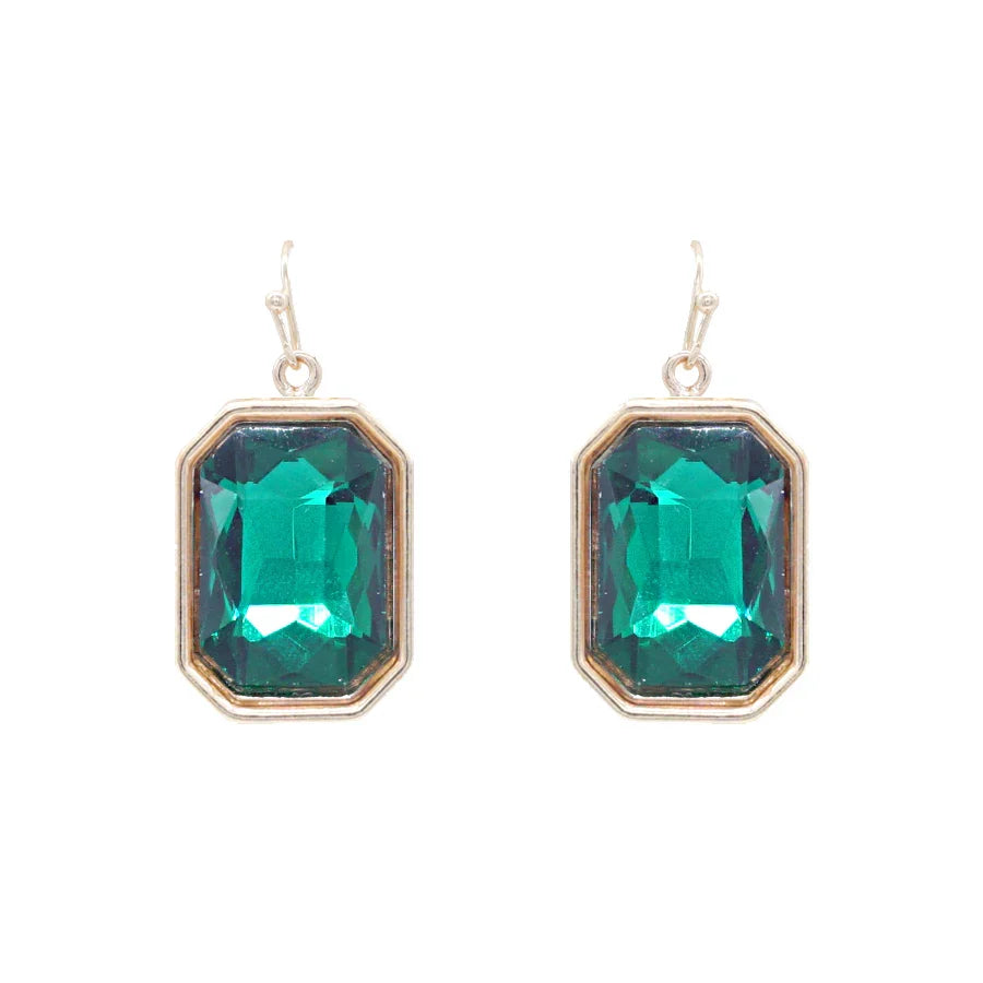 Crystal Rectangle Drop Earrings