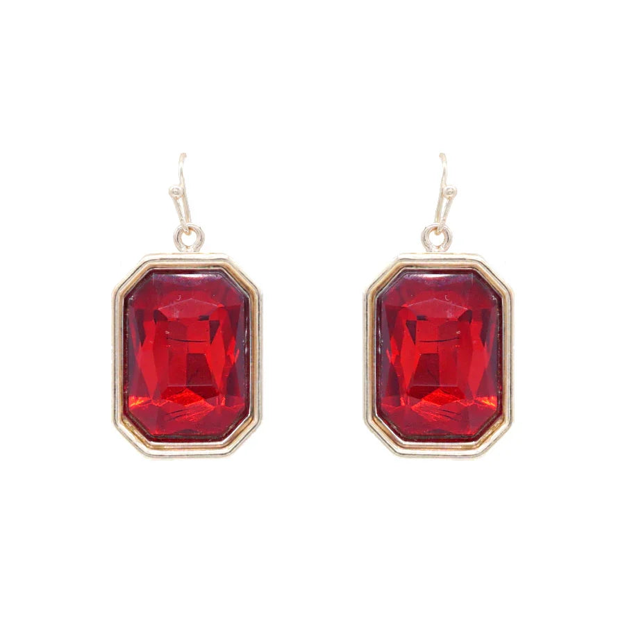 Crystal Rectangle Drop Earrings